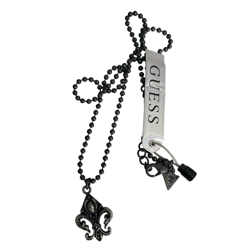 Guess Vintage Ball Bead Chain, Fleur de Lis Pendant Necklace